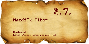 Mazák Tibor névjegykártya